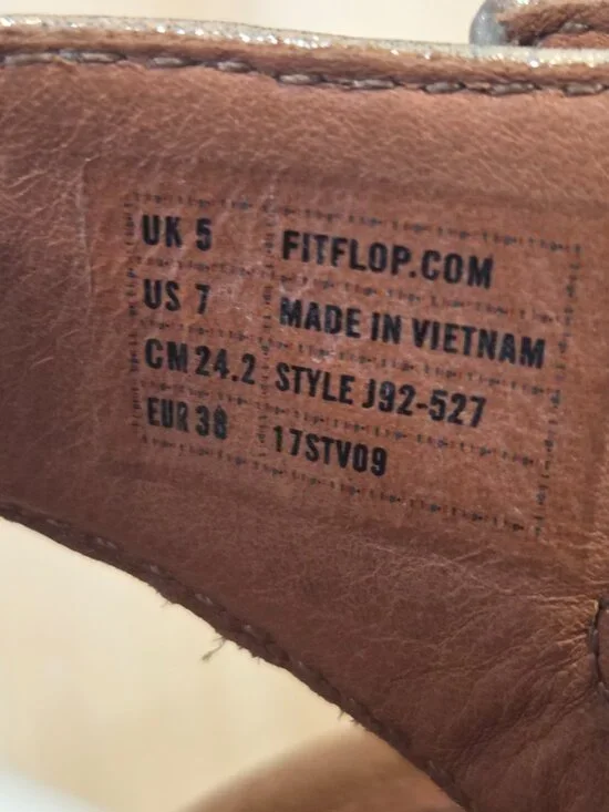 FitFlop Cova Closed Toe Metallic Gold Leather Sandals Women US 7 - Picture 14 of 14